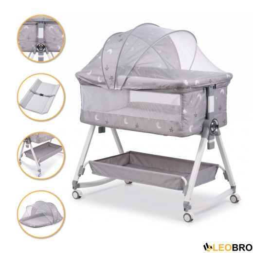 Дитяче ліжечко-трансформер LEOBRO Smart Crib Pro 5в1 Сіре (LB-1136) - 1