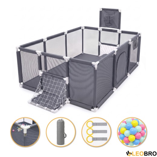 Дитячий манеж LEOBRO Multisport 120 x 180 см Сірий (LB-1137) - 1