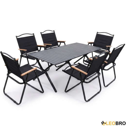 Комплект туристичний - LEOBRO Camp Black XL 117х59х41 см та 6 крісел Camp Black L  - 1