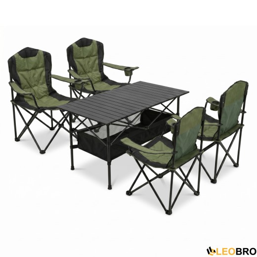 Комплект туристичний - стіл LEOBRO 93x55x50 см та 4 крісла Honor XL Comfort - 1