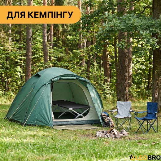 Армійська похідна розкладачка LEOBRO до 120 кг Чорна  (LB-MC-A1-BLK) - 4