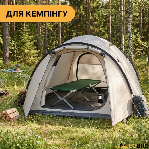 Армійська похідна розкладачка LEOBRO до 120 кг Темно-зелена (LB-MC-A1-GRN) - 4