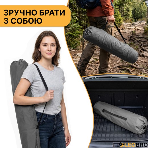 Армійська похідна розкладачка LEOBRO до 150 кг Сіра (LB-MC-B1-DGR) - 10