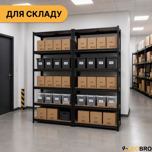Набір стелажів 2 шт LEOBRO Premium Black  180 х 90 х 40 см, 175кг/полиця, 5 полиць (LB-R115X2) - 10