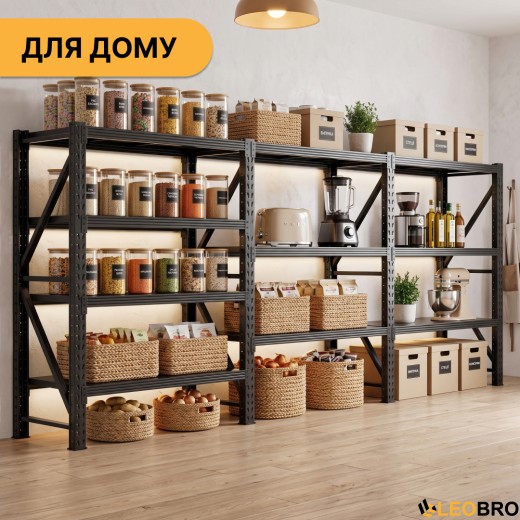 Металевий стелаж LEOBRO Premium Pro 200х600х50 см (300 кг/полиця, 10 полиць, 3 секції, LB-R131) - 5