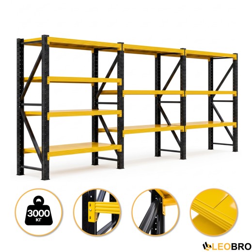 Набор из двух стеллажей LEOBRO Premium 200 х 200 х 50 см, 175кг/полка, 5 полок (LB-R132Х2) - 1