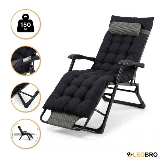УЦІНКА! Розкладне крісло ліжко з подушкою LEOBRO Striped (LB-FCB-G1-STR) - 1