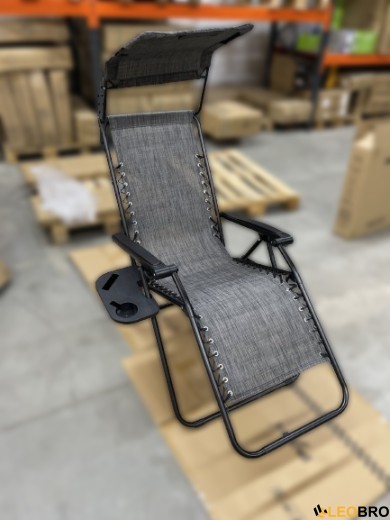 УЦІНКА!! Розкладне крісло шезлонг з козирком LEOBRO Zero Gravity Dark Grey (LB-ZGC-H1-DGR) - 2