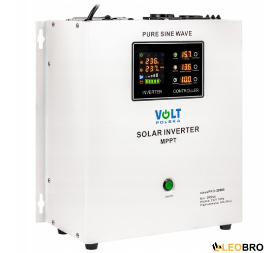 Уцінка Сонячний інвертор Volt Polska SINUS PRO 2000S 24/230V 1400/2000W + 40A MPPT 100V (3SPS200024) - 1
