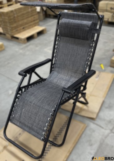 УЦІНКА ! Розкладне крісло шезлонг з козирком LEOBRO Zero Gravity Dark Grey (LB-ZGC-H1-DGR) - 2