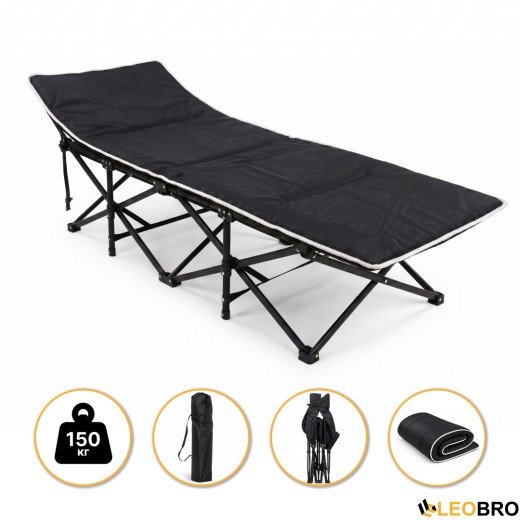 УЦІНКА!!! Туристична похідна розкладачка з Mesh-матрацом LEOBRO Black (LB-CC-L1-BLK) - 1