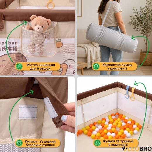 Дитячий манеж LEOBRO "Капібара ленд" 150 x 180 см (LB-1153) - 3