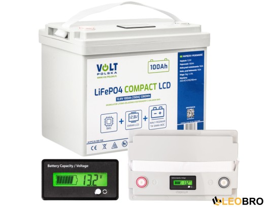 Аккумулятор Volt Polska LiFePO4 12,8 В 100 А·ч (150 А) + BMS + ЖК-дисплей (6AKLIT1150) - 1
