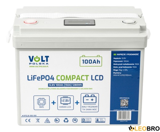 Акумулятор Volt Polska LiFePO4 12,8V 100Ah (150A) + BMS + LCD (6AKLIT1150) - 2