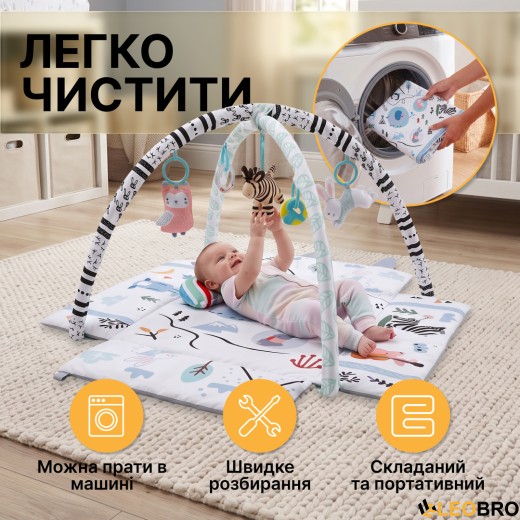 Дитячий розвивальний килимок 4 в 1 "Весела зебра" з кульками LEOBRO (LB-1187) - 7