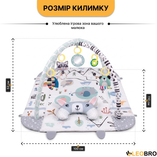 Дитячий розвивальний килимок 4 в 1 "Казкова подорож" з кульками LEOBRO (LB-1189) - 4