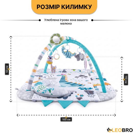 Дитячий розвивальний килимок 4 в 1 "Діно-парк" з кульками LEOBRO (LB-1190) - 3
