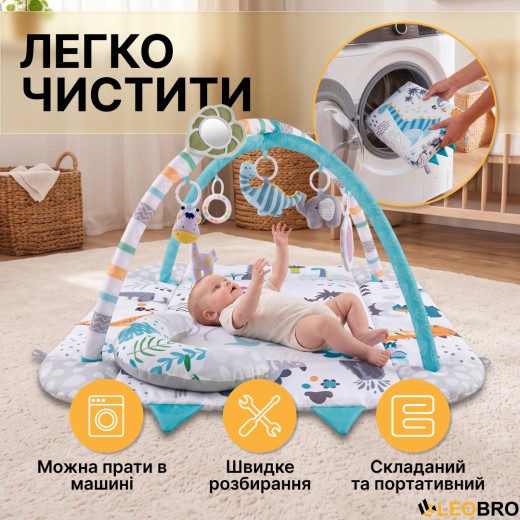 Дитячий розвивальний килимок 4 в 1 "Діно-парк" з кульками LEOBRO (LB-1190) - 6