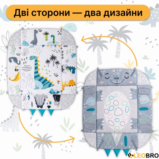 Дитячий розвивальний килимок 4 в 1 "Діно-парк" з кульками LEOBRO (LB-1190) - 9