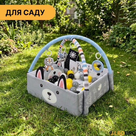 Дитячий розвивальний килимок "Чорно-біле сафарі" LEOBRO з кульками (LB-1194) - 2