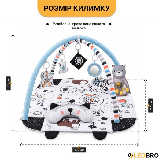 Дитячий розвивальний килимок "Чорно-біле сафарі" LEOBRO з кульками (LB-1194) - 4