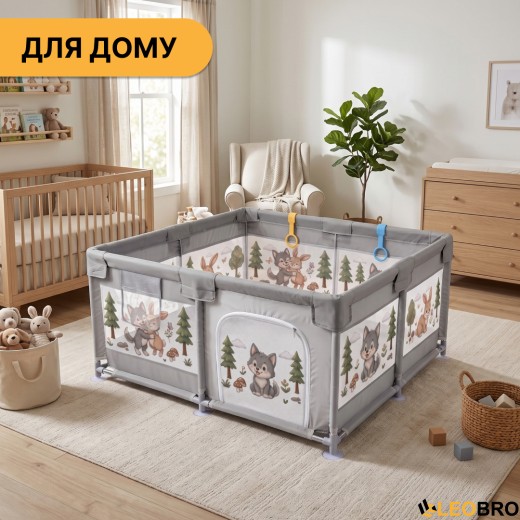 Дитячий манеж LEOBRO "Вовчик і зайчик" 120 x 120 см (LB-1169) - 8