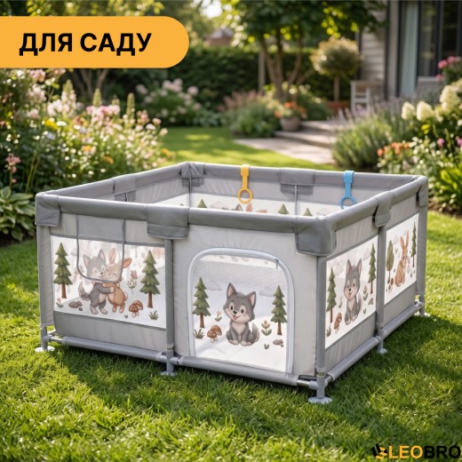 Дитячий манеж LEOBRO "Вовчик і зайчик" 120 x 120 см (LB-1169) - 9