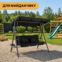 Гойдалка з подушками та підстаканниками на 3 особи LEOBRO Чорна - 10