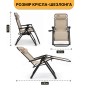 Розкладне крісло шезлонг LEOBRO Zero Gravity Premium Beige (LB-ZGC-G2-BEI) - 2