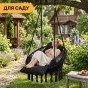 Подвесное плетеное кресло-качалка LEOBRO Boho Deluxe XL 80 см Black (LB-1142) - 7