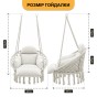 Подвесное плетеное кресло-качалка LEOBRO Boho Deluxe Pro XL 80 см Cream (LB-1143) - 2
