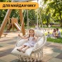 Подвесное плетеное кресло-качалка LEOBRO Boho Deluxe Pro XL 80 см Cream (LB-1143) - 9