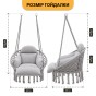 Підвісне плетене крісло-гойдалка LEOBRO Boho Deluxe Pro XL 80 см Grey (LB-1144) - 9