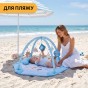 Дитячий розвивальний килимок 4 в 1 "Ведмедик і зайчик Hello" блакитний з кульками LEOBRO (LB-1188) - 10