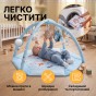Дитячий розвивальний килимок 4 в 1 "Ведмедик і зайчик Hello" блакитний з кульками LEOBRO (LB-1188) - 6