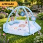 Дитячий розвивальний килимок 4 в 1 "Ведмедик і зайчик Hello" блакитний з кульками LEOBRO (LB-1188) - 9