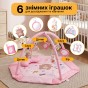 Дитячий розвивальний килимок 4 в 1 "Ведмедик і зайчик Hello" рожевий з кульками LEOBRO (LB-1184) - 4