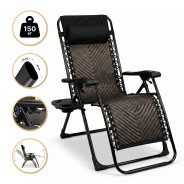 Розкладне крісло шезлонг LEOBRO Zero Gravity Premium Brown Rattan (LB-ZGC-G2-RB)