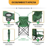 Розкладне туристичне крісло LEOBRO Lite Green (LB-1076)
