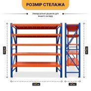 Металлический стеллаж LEOBRO Premium Pro 200 х 200 х 50 см, 300кг/полка, 5 полок (LB-R133)