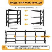 Металлический стеллаж LEOBRO Premium Pro 200х600х50 см (300 кг/полка, 10 полок, 3 секции, LB-R131)