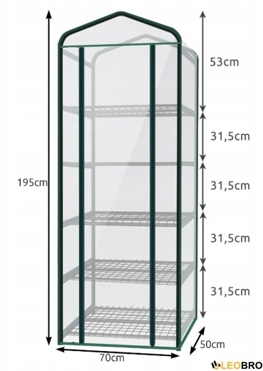 Стелаж-теплиця Malatec Прозора 190 х 70 х 50 см (23359) - 8