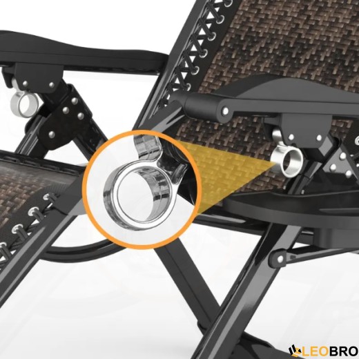 Розкладне крісло шезлонг Zero Gravity LEOBRO Коричневе плетене Ротанг (ZGC-S09) - 4