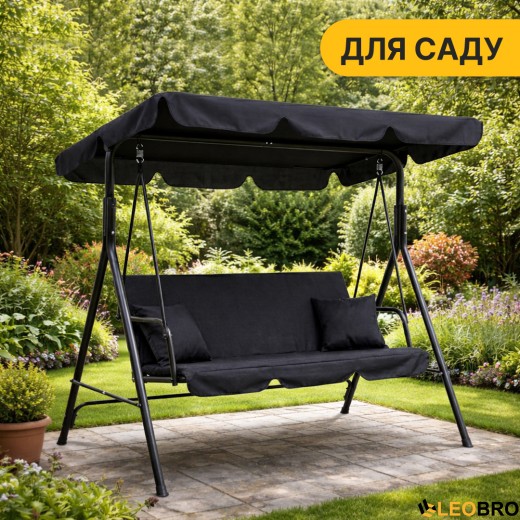 Гойдалка з подушками на 3 особи LEOBRO Black - 6