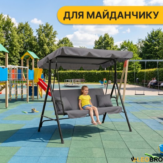 Гойдалка з подушками на 3 особи LEOBRO Grey - 8