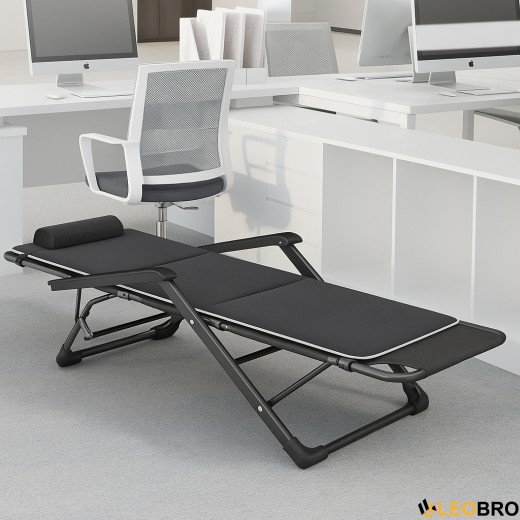 Розкладне крісло ліжко з подушкою LEOBRO Темно-сіре (LB-FCB-G2-BLK) - 3