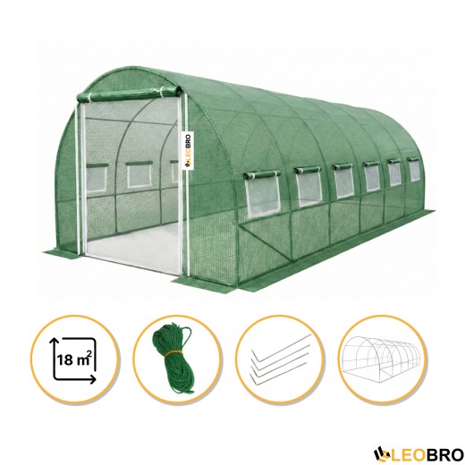 Садова теплиця парник LEOBRO Garden 18м2 Green Mosquito Door (LB-G110-GRN) - 1