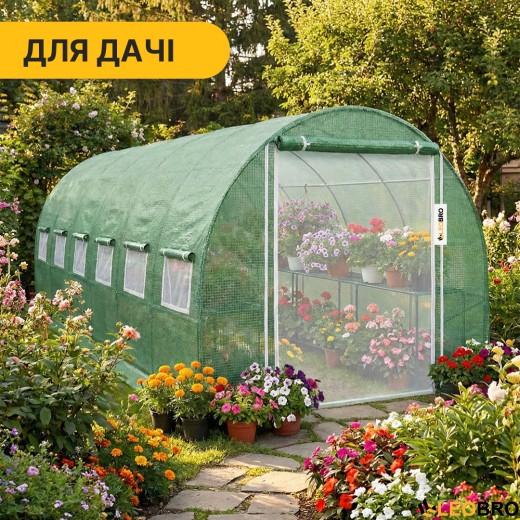 Садова теплиця парник LEOBRO Garden 18м2 Green Mosquito Door (LB-G110-GRN) - 7