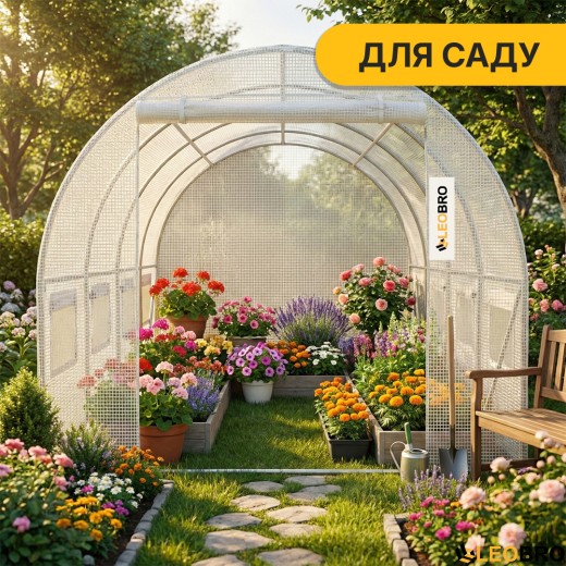 Садова теплиця парник LEOBRO Garden 10м2 White MultiDoor (LB-G112-WHT) - 5