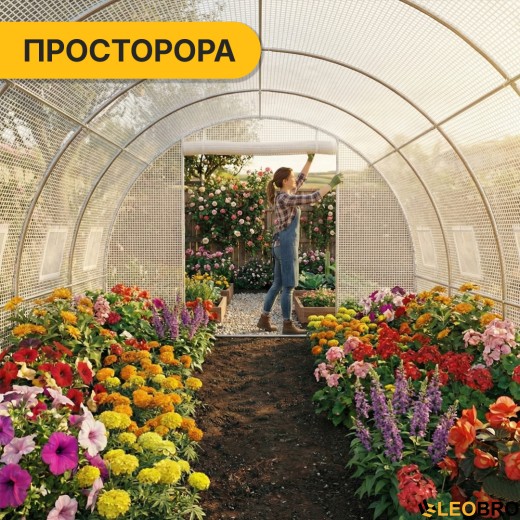 Садова теплиця парник LEOBRO Garden 12м2 White MultiDoor (LB-G113-WHT) - 9